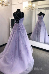 Purple Tulle Lace Long Formal Prom Dresses Formal Dresses
