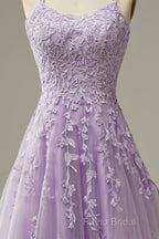 Purple Tulle Lace Long Formal Prom Dresses Formal Dresses