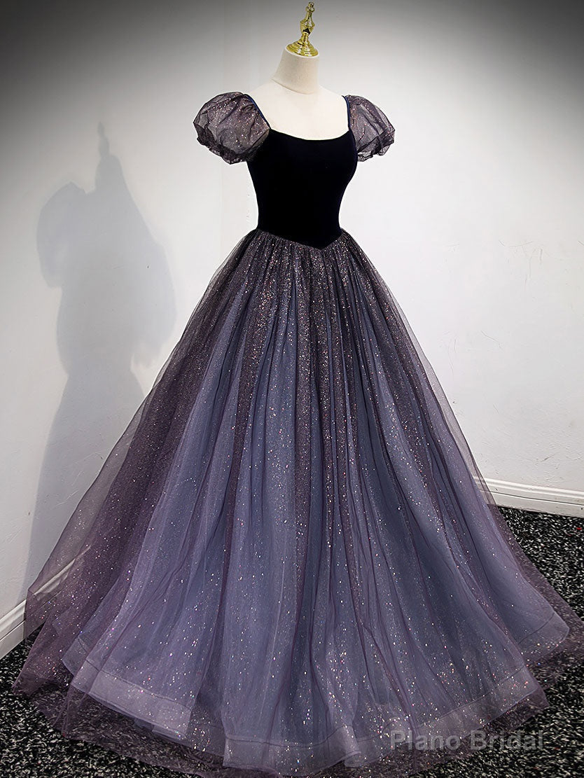 Purple Tulle Long Prom Dresses, Purple Formal Graduation Dresses Main image