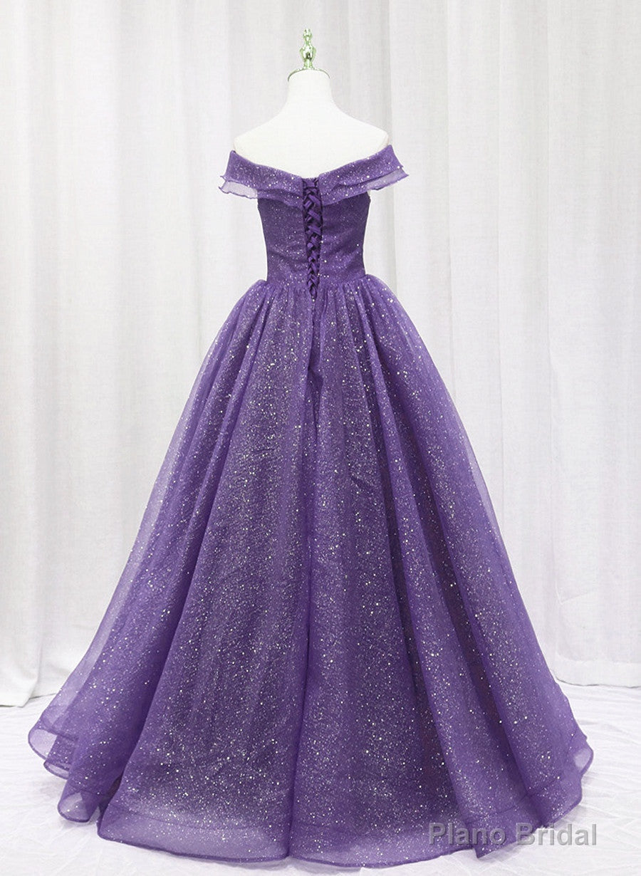 Purple Tulle Sweetheart Long Prom Dress Formal Dress, A-line Tulle Party Dress Secondary image