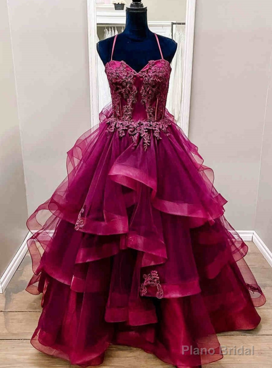 Purple Tulle Tulle Appliques Prom Dress Main image