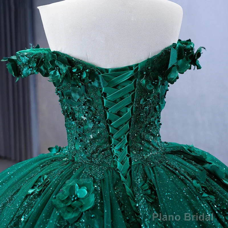 Quinceanera Dress Appliques Dark Green Evening Dresses Sweetheart Sleeveless Ball Gown
