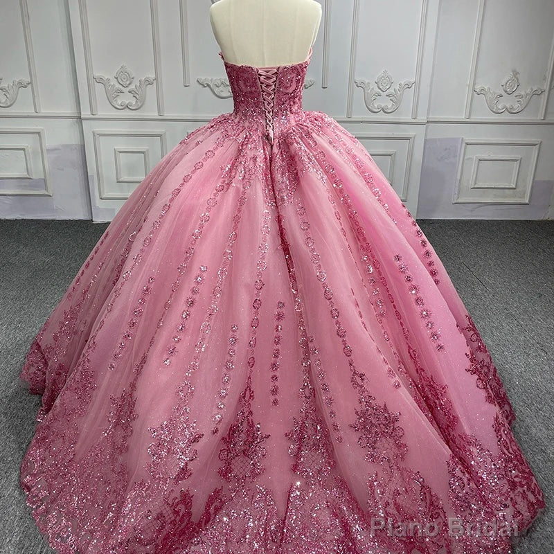 Quinceanera Dress Romantic Court Train Ball Gown Strapless Pleated Secondary image