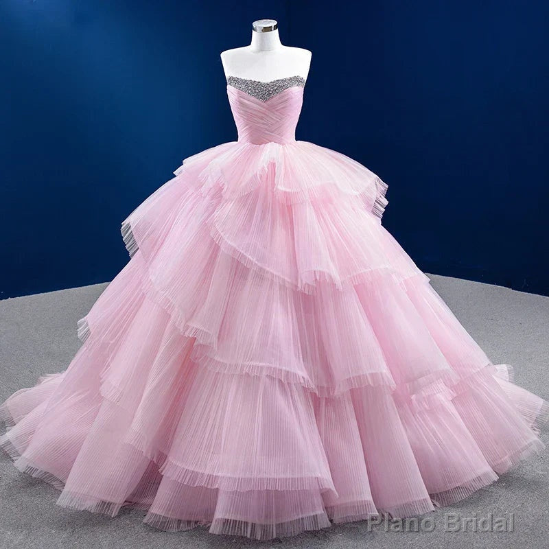 Quinceanera Dress Simple Tiered Ball Gown Elegant Lace Up Long Evening Dresses with Diamonds Secondary image