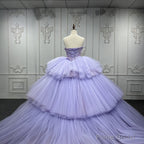 Quinceanera Dress  Strapless Ball Gown Crystal  Lavender