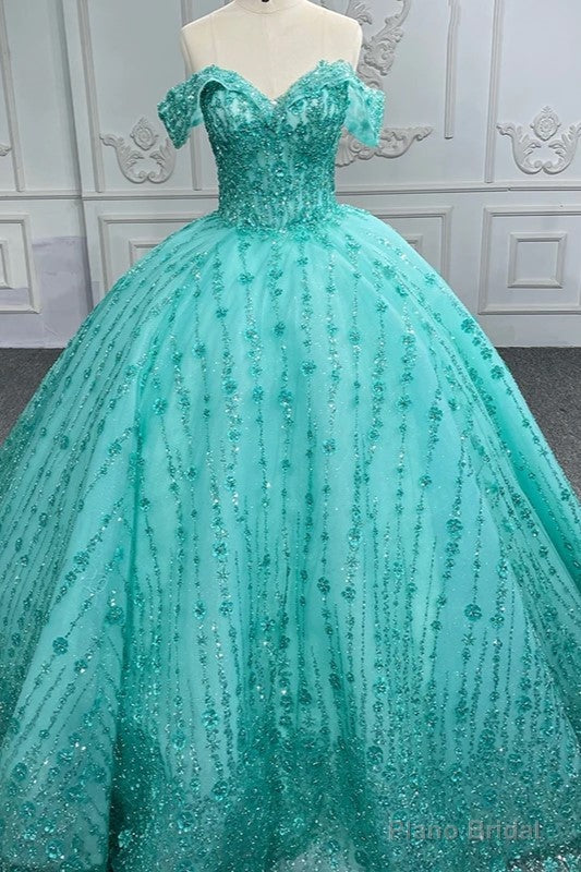 Quinceanera Dress V-neck Sequined Evening Party Dresses Off-the-shoulder Main image