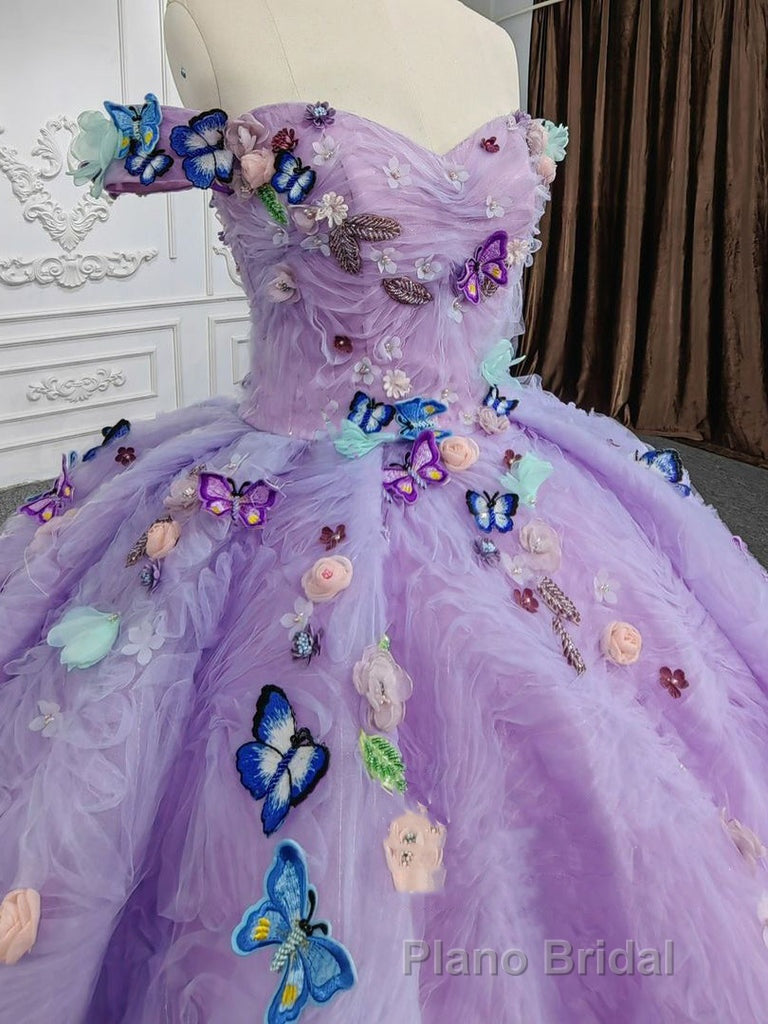 Quinceanera Dresses Off the Shoulder Party Dresses Sweetheart Neck Lavender Tulle Ball Gown Secondary image