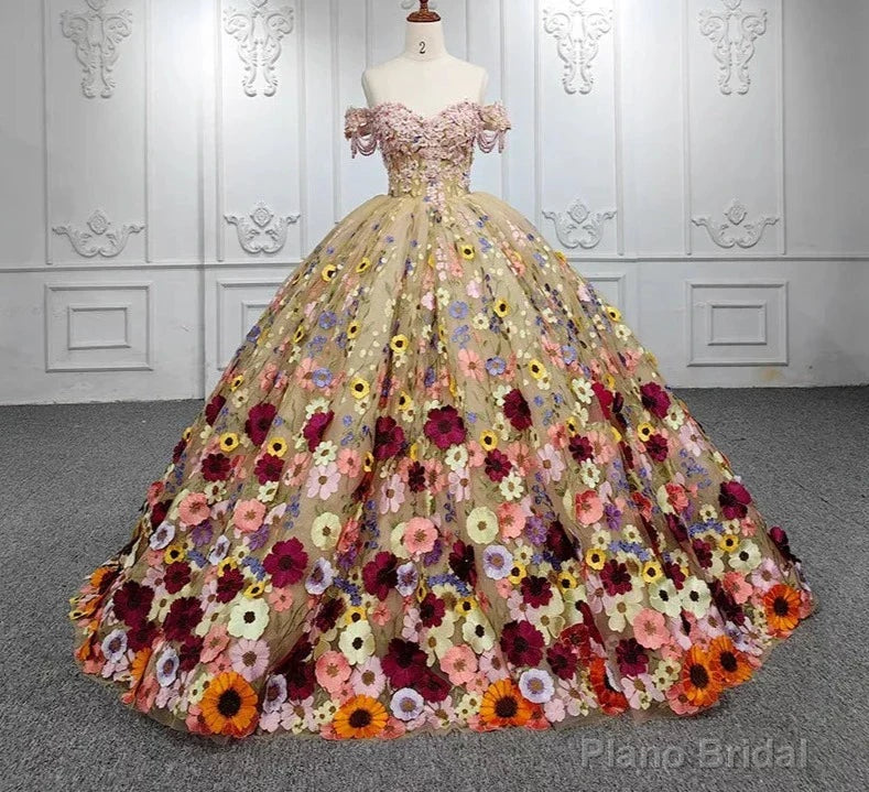 Quinceanera Flower  Off-the-Shoulder Ball Gown Dress Main image