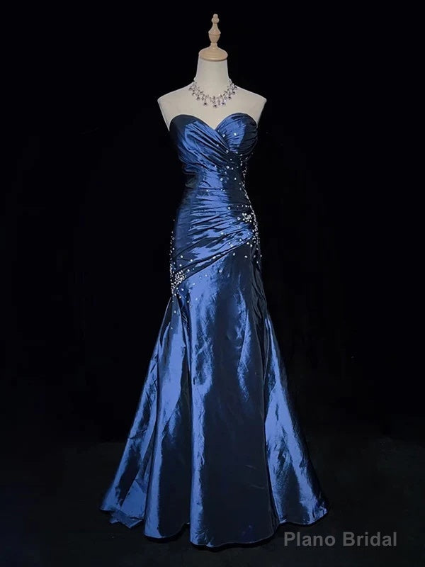 Sexy Sweetheart Sleeveless Mermaid Satin Long Prom Dresses For Party Online Main image