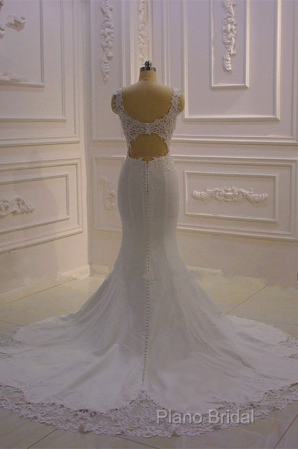 Real Long Vintage Lace Wedding Dresses Mermaid Sleeveless Bridal Gowns Secondary image