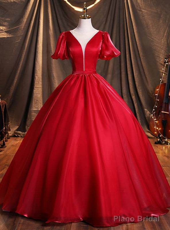 Red Ball Gown Puff Sleeve Quinceanera Dresses Main image