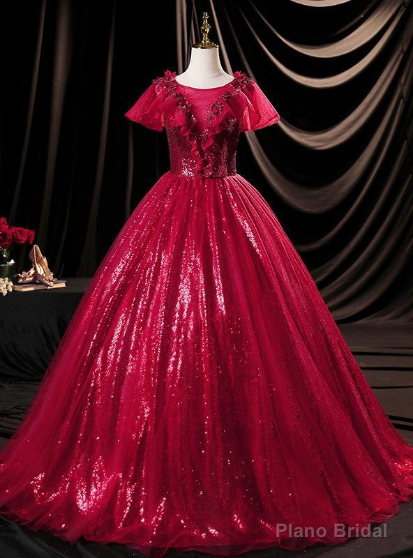 Red Ball Gown Sequins Appliques Quinceanera Dress Main image