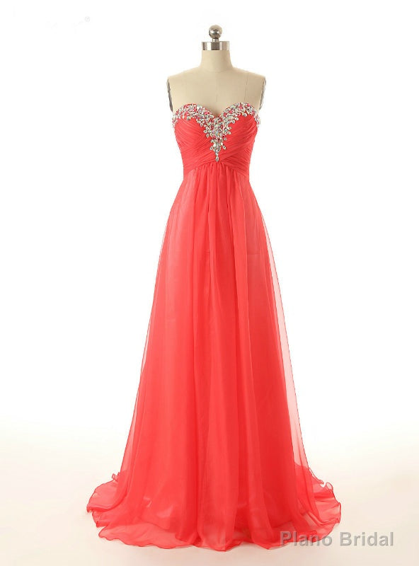Red Chiffon Sweetheart Beading Bridesmaid Dress Main image