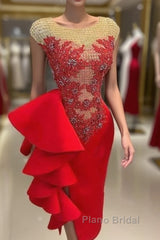 Red Evening Dresses Long Lace Applique Mermaid Modest Beaded Elegant Sexy Formal Prom Dresses Evening Dresses