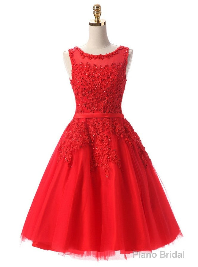 Red Lace Short Homecoming Dress