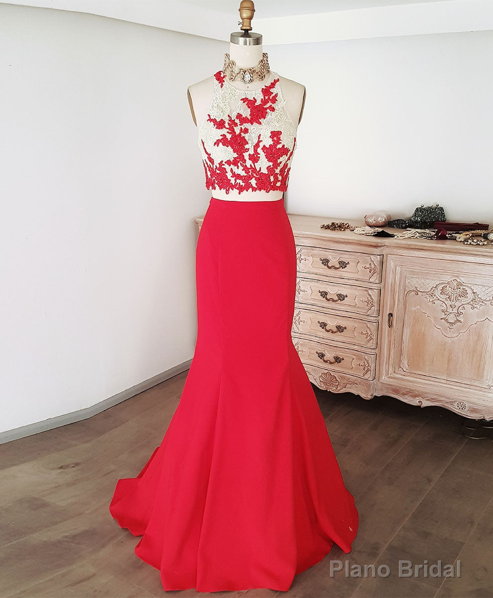 Red Mermaid Long Prom Dress, Red Formal Graduation Dress Main image