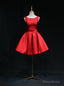 Red Satin Backless Bow Homecoming Dress