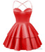 Red Satin Homecoming Dress Sweetheart Neck Tiered Short Graduation Dresses
