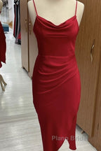 Red Satin Slip Bridesmaid Dresses