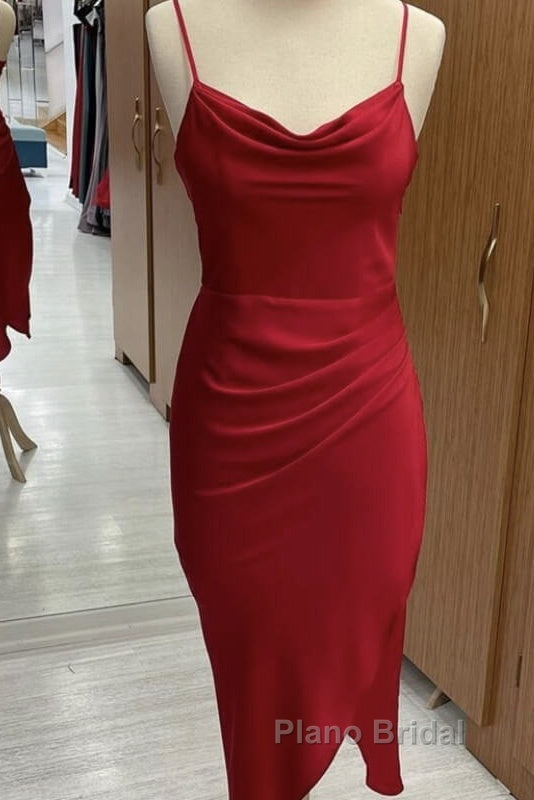 Red Satin Slip Bridesmaid Dresses