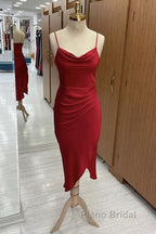Red Satin Slip Bridesmaid Dresses