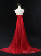 Red Soft Satin Long Party Dresses Formal Dresses, Red A-Line Formal Dresses