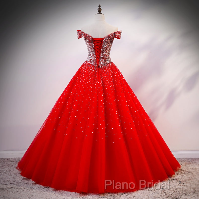 Red Sparkle Tulle Sweetheart Party Dresses, Shiny Sweet 16 Dresses Secondary image