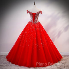 Red Sparkle Tulle Sweetheart Party Dresses, Shiny Sweet 16 Dresses