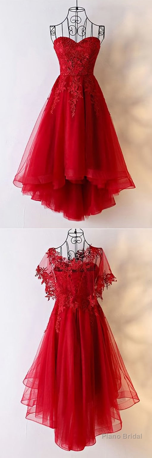 Red Sweetheart Tulle High Low Homecoming Dress , Red Party Dress Main image