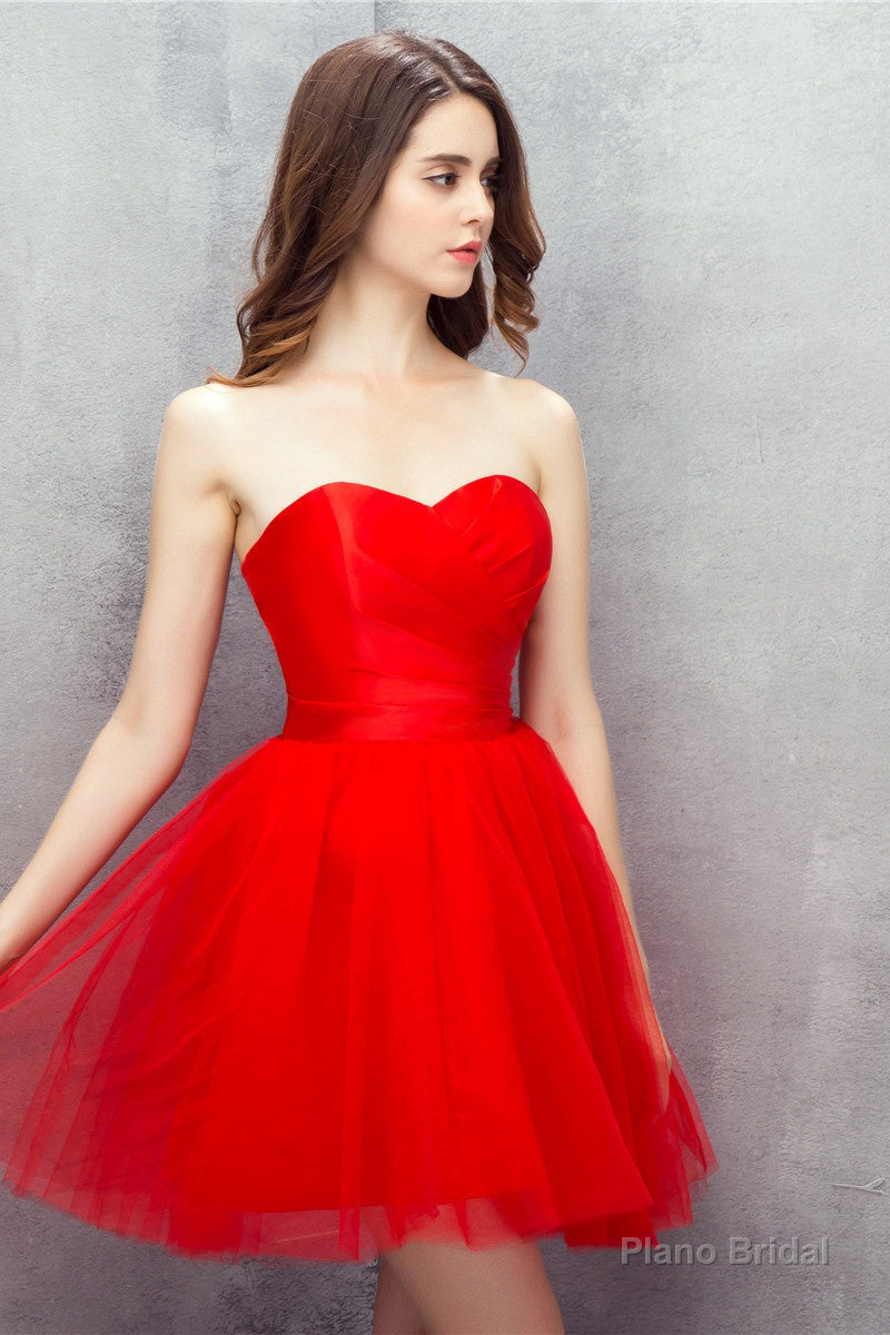 Red Sweetheart Tulle Short Mini Homecoming Dresses Secondary image