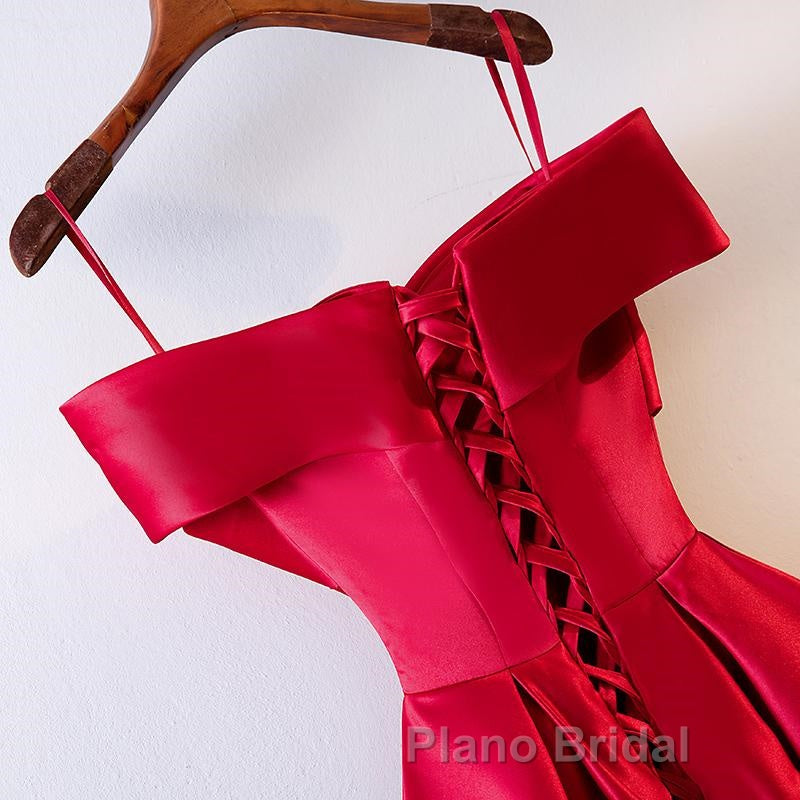 Red Tea Length Formal Prom Dresses, Red Tea Length Formal Bridesmaid Dresses