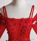 Red Tulle Ball Gown Off Shoulder Long Party Dress, Red Sweet 16 Dresses