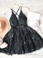 Red v neck tulle lace short Formal Prom Dresses,Mini homecoming Dresses cocktail Dresses