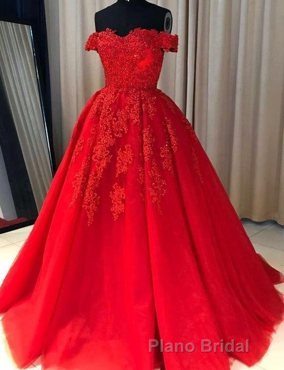 Off Shoulder Lace A Line Long Custom Evening Formal Prom Dresses