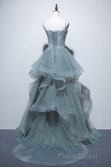 New Arrival Spaghetti Straps Tulle Long Formal Prom Dresses, Charming Evening Party Dresses