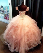 Removable Sleeves Lace Sweetheart Organza Ruffles Ball Gown Quinceanera Dresses