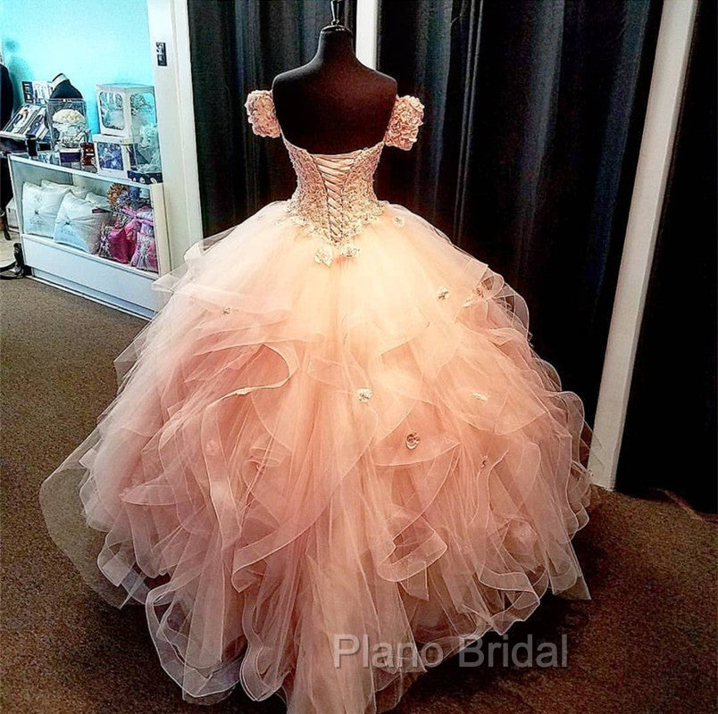 Removable Sleeves Lace Sweetheart Organza Ruffles Ball Gown Quinceanera Dresses