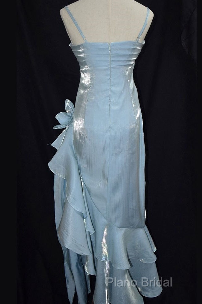 Retro Baby Blue Vintage Floral Dresses Asymmetrical Hem Formal Prom Gown Secondary image