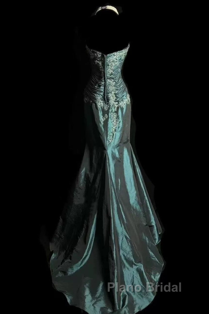 Retro Mermaid Sweetheart Taffeta Long Evening Dresses Formal Prom Dresses