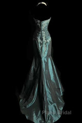 Retro Mermaid Sweetheart Taffeta Long Evening Dresses Formal Prom Dresses