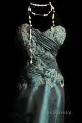 Retro Mermaid Sweetheart Taffeta Long Evening Dresses Formal Prom Dresses