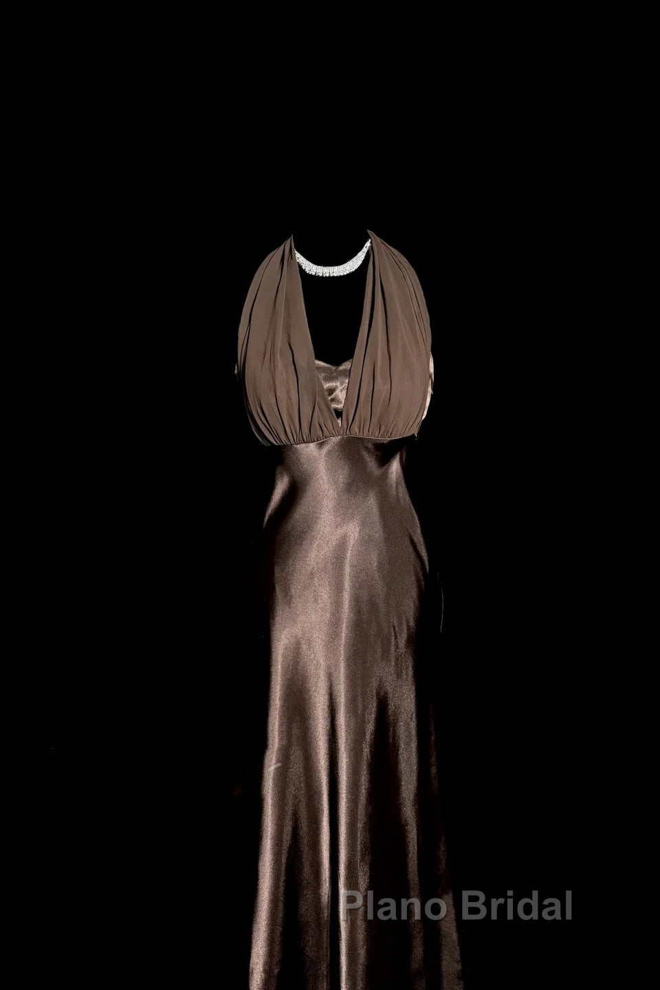 Retro Mermaid V Neckline Chiffon Brown Evening Dresses Formal Prom Dresses