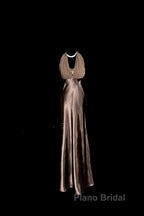 Retro Mermaid V Neckline Chiffon Brown Evening Dresses Formal Prom Dresses