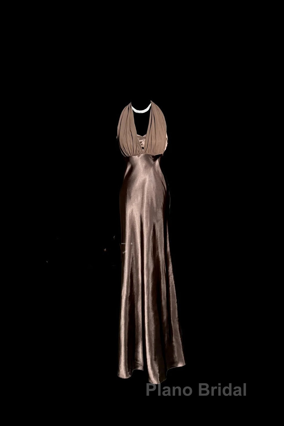 Retro Mermaid V Neckline Chiffon Brown Evening Dresses Formal Prom Dresses