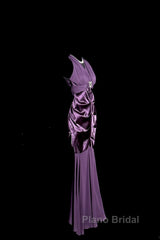 Retro Mermaid V Neckline Chiffon Grape Evening Dresses Formal Prom Dresses