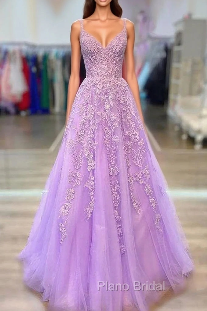 Romantic Beaded Long A-line Lace-embroidered Formal Prom Dresses Main image