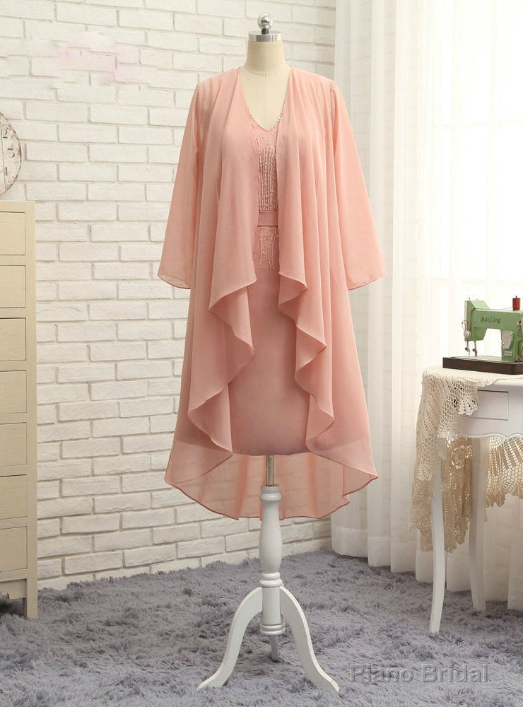 Romantic Mother Of The Bride Dresses Sheath With Jacket Beaded Short Main image
