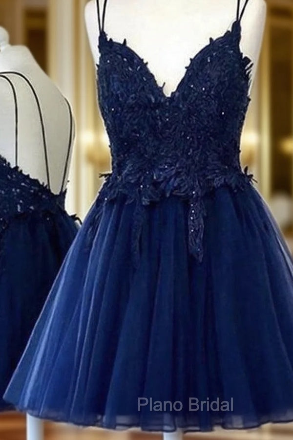 Romantic Tulle Short Homecoming Dresses With Appliqued Beading Lace Main image