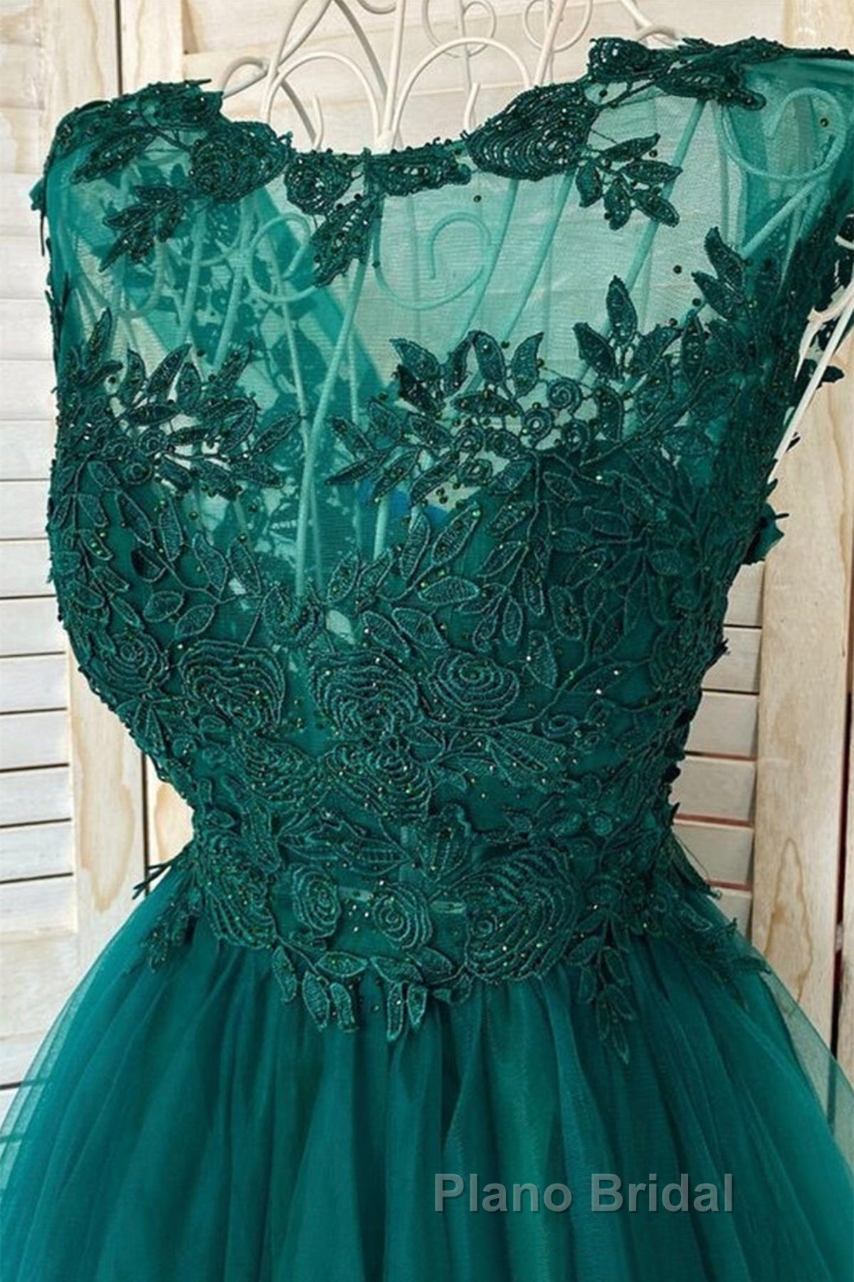 Round Neck Beaded Green Lace Short Formal Prom Homecoming Dress, Short Green Lace Formal Graduation Evening Dress Secondary image