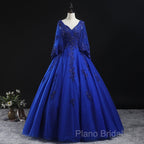 Royal Blue Ball Gown Lace Applique Quinceanera Dresses, Tulle Floor Length Sweet 16 Dresses